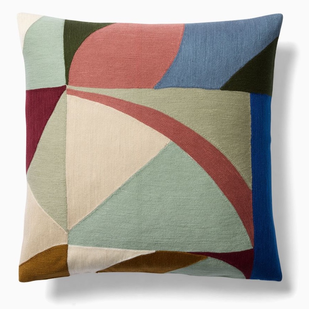 NWT 2pcs West Elm 20x20 Crewel Colored Shapes Pillow Cover